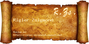 Rigler Zsigmond névjegykártya